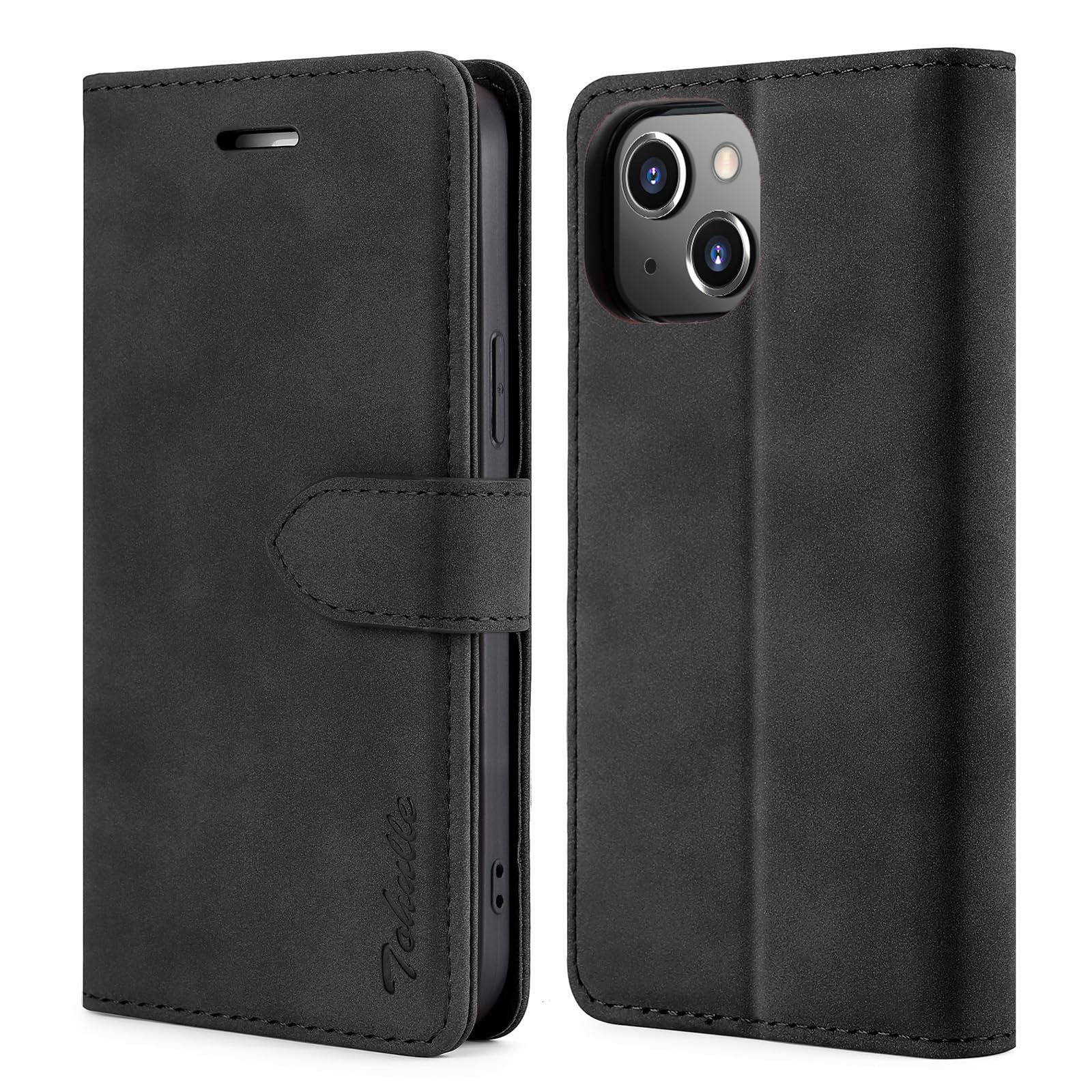 TOHULLE Case for iPhone 15 Plus, Premium PU Leather Wallet Case with Card Holder Kickstand Magnetic Closure Flip Folio Case Cover Compatible with iPhone 15 Plus - Black — image 1