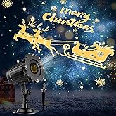 3D Dynamic Christmas Projector Lights Outdoor Indoor-2025 Upgrade Santa in Sleigh Christmas Decorations,Waterproof Holiday Pr