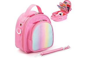 JAFFZORA Carrying Case Compatible with Yoto Mini 2024 Edition Kids Audio Music Player & Headphone, Travel Storage Bag for Audiobook Cards Radio (Up to 30 Cards) with Adjustable Strap, Pink(Bag Only)