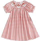 Mieeyali Toddler Baby Girl Christmas Outfit Santa Claus Girls Christmas Dresses Smocked Collared Party Holiday Xmas Dress (Red I, 4-5 Years)