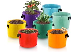 BIOTOLOT 7-Gallon Fabric Grow Bags (7 Pack of Mix Colors) with Handles for Potato Tomato Flower and Vegetables