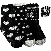 Tipi Toe Womens Fuzzy Crew Socks with Anti Slip Grips Warm Cozy Fluffy Winter Slipper Socks Non Skid Home Socks for Women