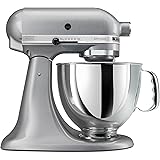 KitchenAid KSM150PSSM Artisan Series 5-Quart Stand Mixer, Silver Metallic [Discontinued]