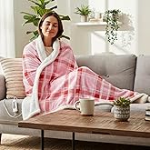 RALYSUN Electric Heated Blanket Full Size 72"x84" Microplush & Sherpa Fabric, Machine Washable 4 Heat Settings & 10 Hours Auto Off - Pink