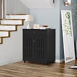 Yaheetech Shoe Cabinet 4-Tier Storage with Drawer 2 Doors Black view 3