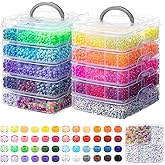 Simetufy 12000Pcs Pony Beads Bulk, 48 Colors Rainbow Kandi Beads for Crafts Bracelet Making Hair Braiding Kandi Jewelry Key Chains DIY Valentine's Day Romantic Gifts Christmas Gifts (2 Pack)