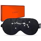 Sleep Mask with Constellation Embroidery Pattern Eye Mask for Sleeping Dry Eyes Block Out Light & Relieve Dry Eyes Adjustable