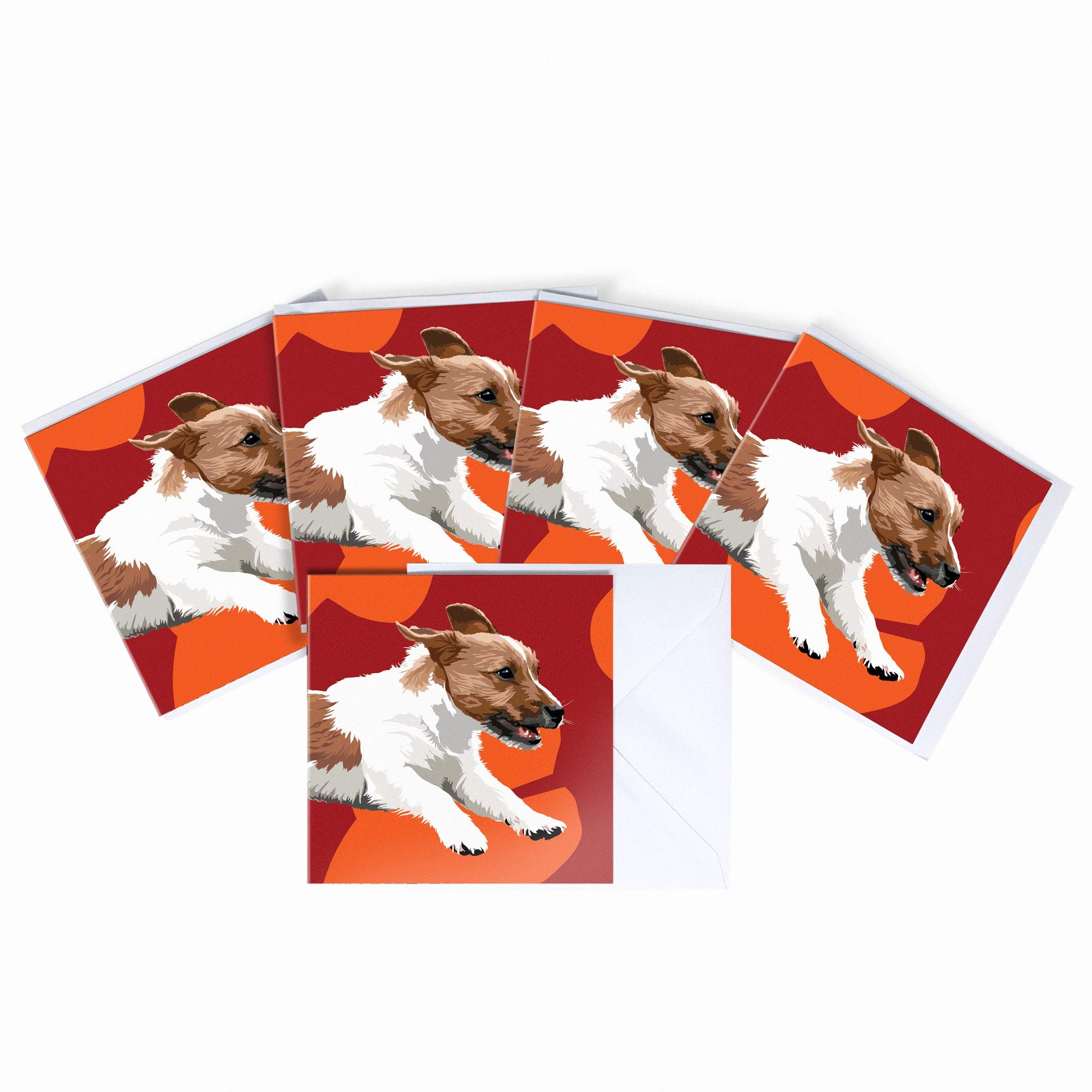 Jack Russell Blank Greeting Card by Leslie Gerry - Pack of 5 Multipack