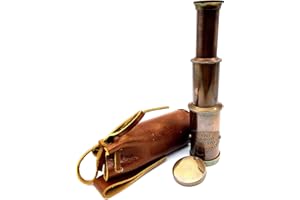 5MOONSUN5 Nautical Brass Spyglass Telescope with Leather case. J. Scott Polish