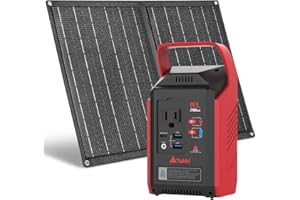 Takki 99Wh Solar Generator with 21W Solar Panels Set Included, Peak 120W Portable Power Station with 110V AC Outlet for Camping Outdoor Emergency Home