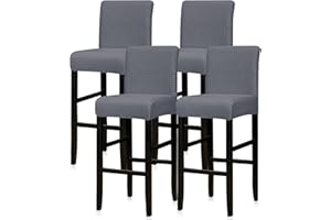 Lellen Reusable Pub Counter Stool Chair Covers Slipcover Stretch Removable Washable Dining Room Chair Covers Bar Stool Covers Bar Chair Covers Barstool Slipcover Set of 2（Lightgrey）