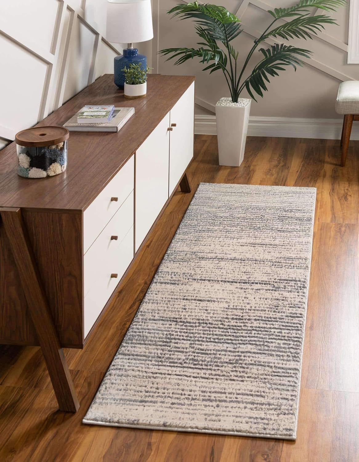 oregon rug ivory on Amazon Com Unique Loom Oasis Collection Modern High Low Striped Cream Gray Runner Rug 2 0 X 6 0 Furniture Decor