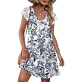 WIHOLL Dresses for Women 2026 Summer Casual Wedding Guest Dress Lace Short Sleeve Sundresses Fashion Beach Vacation Clothes