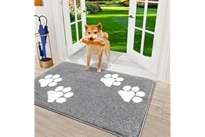Vaukki Indoor Doormat Entryway Door Mat, Non Slip Absorbent Mud Trapper Mats, Low-Profile Inside Floor Mats, Soft Washable Small Mats Door Carpet for Entryway (Grey, 20''x32'')