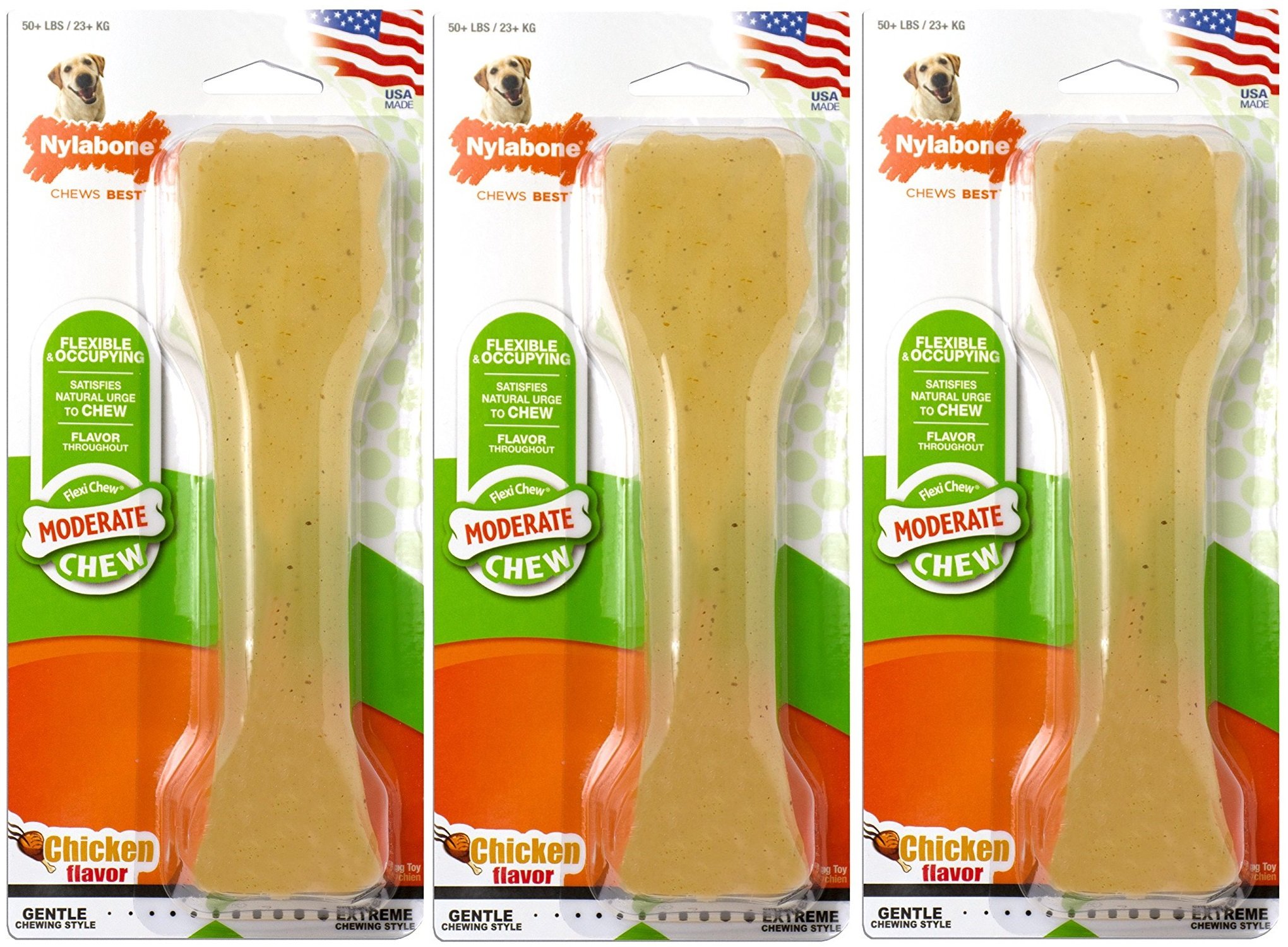 Nylabone (3 Pack) FlexiChew Chicken Flavored Bone