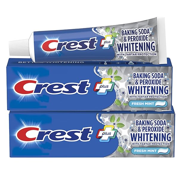 CREST BAKING SODA & PEROXIDE WHITENING TOOTHPASTE WITH TARTAR PROTECTION, FRESH MINT 4.2 OZ (119) – PACK OF 2