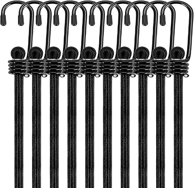 Wefine Pack of 10 Bungee Cords 16 inch Heavy Duty Elastic Straps UV Weatherproof