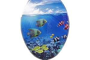 Nastarki Elongated Toilet Seat, Slow Close Wood Toilet Seat with Metal Hinges Soft Close Oblong Toilet Seat Colored Decorative Toilet Seat, Easy Clean and Install