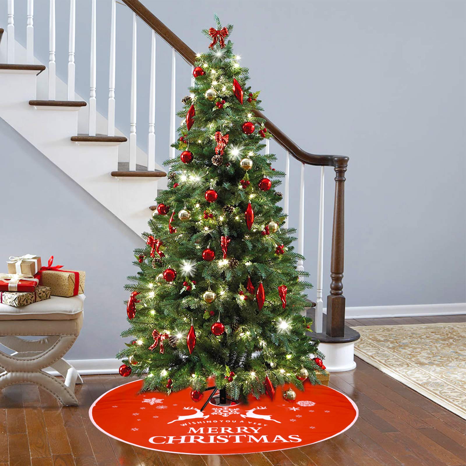 Voilamart Weihnachtsbaumdecke, 90cm Weihnachtsdeko Weihnachtsbaum Rock Weihnachtsbaum Decke Deko,runde Baumdecke Tannenbaum-Unterlage,schützt Böden vor Nadeln und Harz