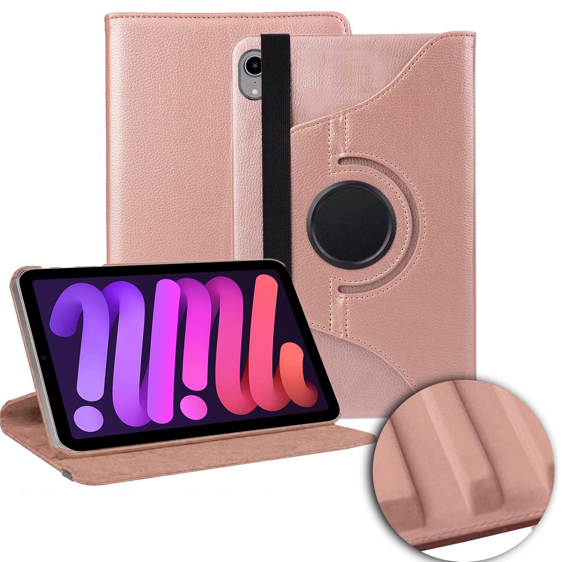 Case Compatible With iPad Mini 6 2021 (6th Generation, 8.3-inch), Smart Folio Soft TPU Protective Case Cover, Auto Sleep/Wake Case Cover for iPad Mini 8.3 Inch 2021 (Rose Gold)