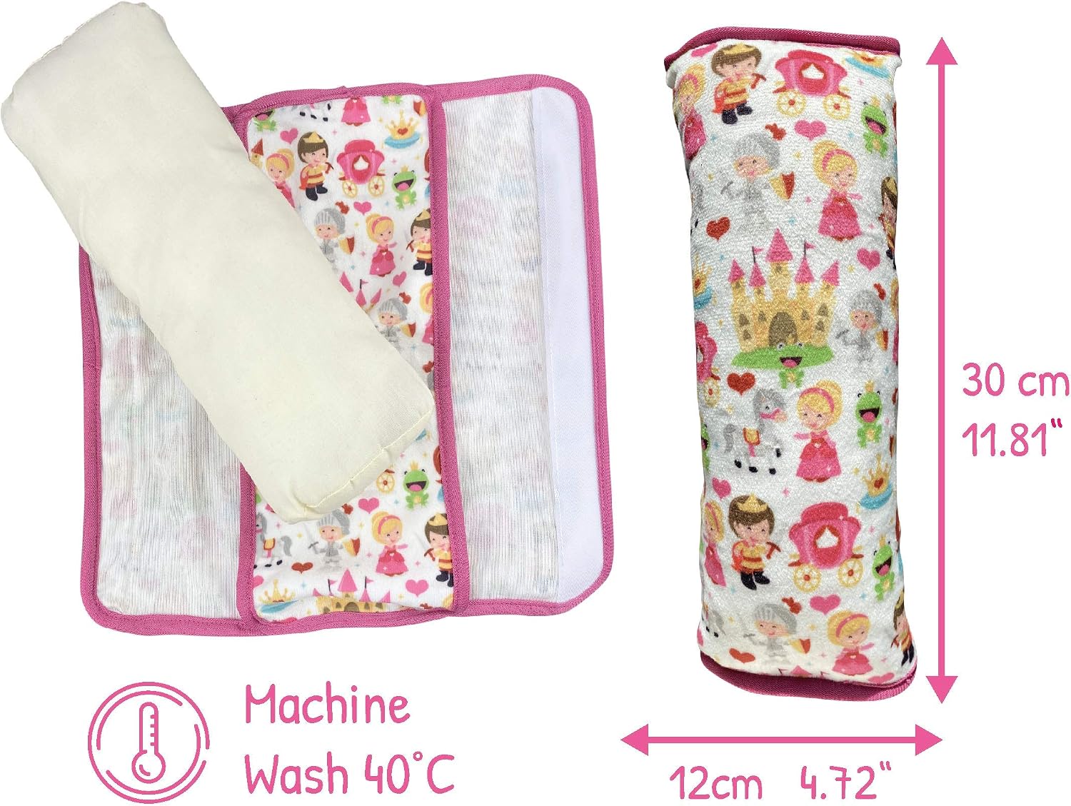 HECKBO princess prince car seatbelt pillow for children, machine washable - Image 3