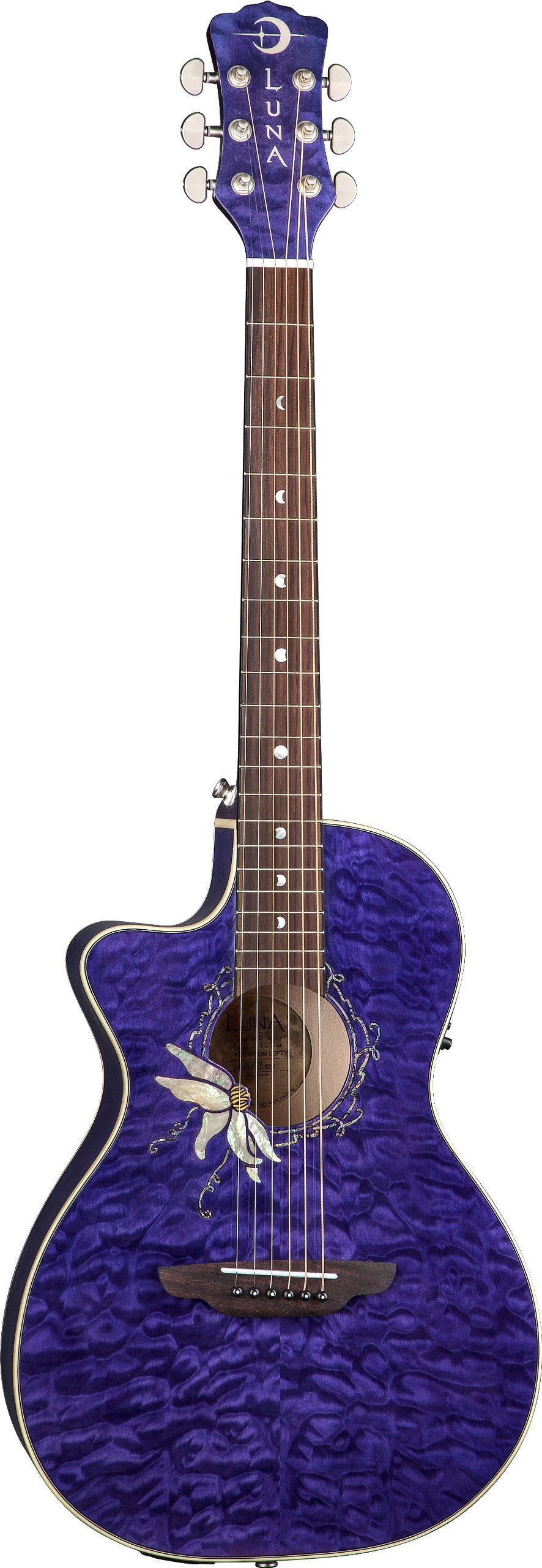 Buy Luna Guitars FLO PF QM LEFTY Flora Passion Flower Quilt le Lefty