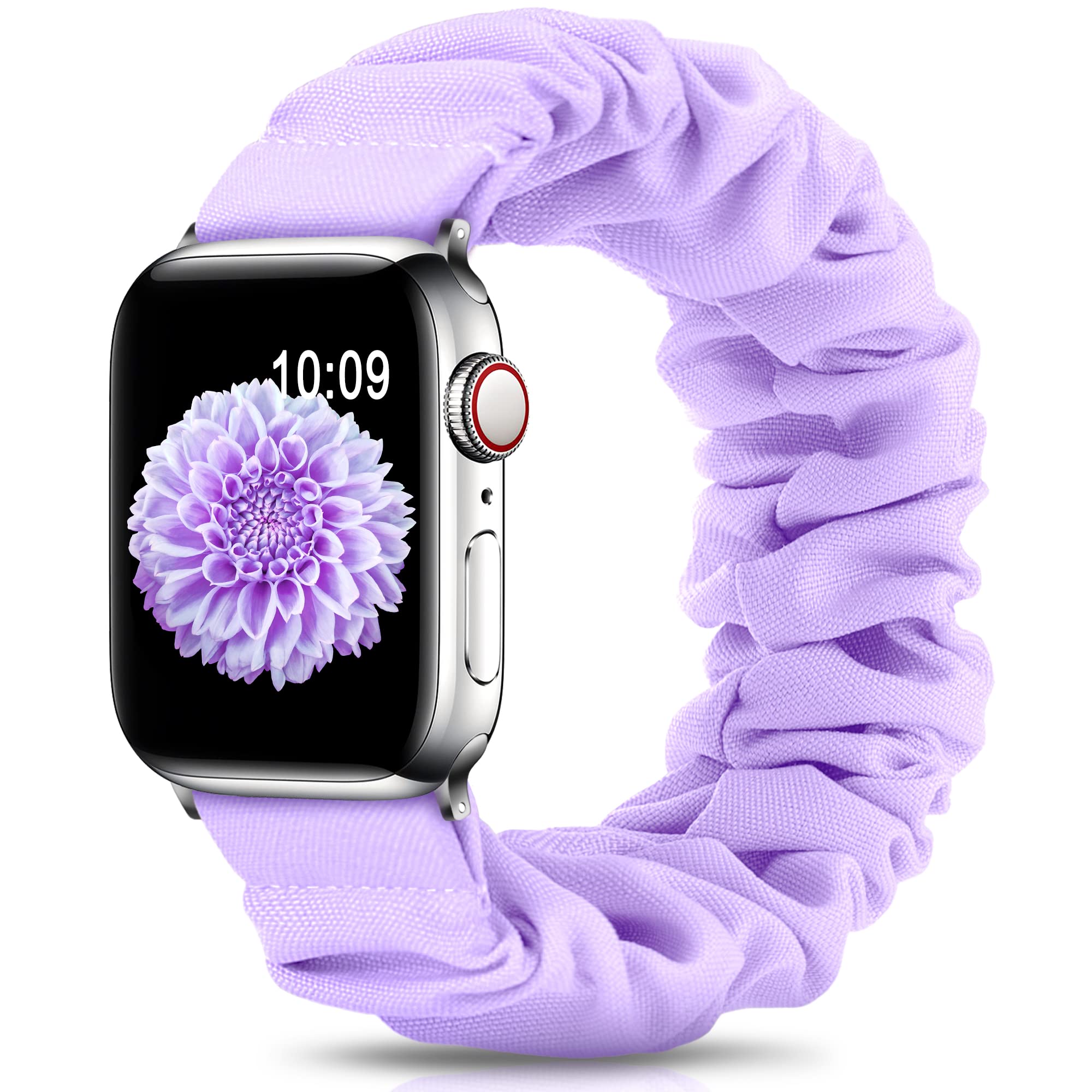 DigiHero Compatible for Apple Watch Straps Scrunchie 40mm 42mm 44mm 41mm 38mm 45mm 46mm, Soft Printed Elastic Solo Loop Straps Women Compatible with iwatch Series 11 10 9 8 7 6 5 4, SE 3 2 1,Lavender — image 1