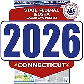2026 Connecticut State and Federal Labor Law Poster - OSHA Workplace Compliant - Mandatory Regulations Posting for Employees - All-In-One Required Compliance Posting 17" x 40" Laminated (English)