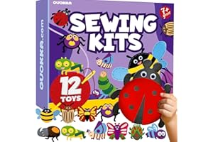 QUOKKA Kids Crafts Ages 4-8, DIY Beginner Needle and Thread Kit - 12 Bugs & Insects Sewing Kit Basic - Fun Art Crafts for Kids Ages 6-8 Girls Boys - Plastic Needles, Scissors - 6+ Year Old Girl Gifts