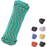 SDLTHR 3/8 Inch 100 ft Diamond Braided Polypropylene Rope, Green | Strong Heavy-Duty All Purpose Utility Rope - Boat, Marine, Camping, Crafting and Flag Pole, Indoor and Outdoor Use
