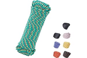 SDLTHR 3/8 Inch 100 ft Diamond Braided Polypropylene Rope, All Purpose Thick Boat Marine Ropes for Camping and Flag Pole, Indoor and Outdoor Use, Green