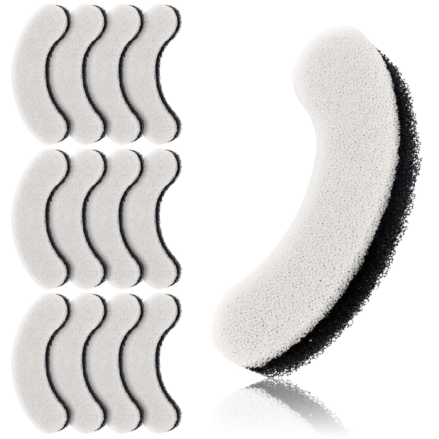 12 Pcs Cat Water Fountain Filters, Pet Fountain Filter Compatible with WF050TP & WF100 Arc-Shaped Replacement Filters with Resin and Active Carbon, Foam Sponge Filter for Cat Dog Water Fountains