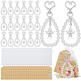 Dreamtop 20 Sets Angel Keychains Favor, Pearl Angel Keychain Gifts Bulk Guardian Angel Pendant Keychain with Thank You Tags Organza Bag for Wedding Baby Shower Baptism Party Favors for Guest