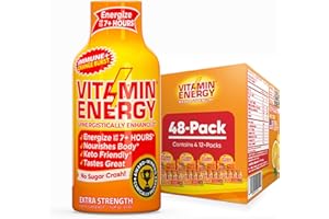 Vitamin Energy Immune+ Extra Strength Energy Shot Orange Burst 48 Pack, 260mg Natural Caffeine, B-Vitamins, Citicoline, Green Tea, Immunity & Focus Support, Zero Sugar, Gluten-Free 1.93 fl oz