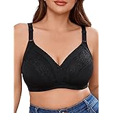 ZEBELL Minimizer Bras for Women No Underwire, Plus Size Wireless Comfortable Bralettes, No Padded Lace Bra