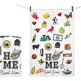 Home Sweet Home West Virginia Kitchen Towel - Housewarming And Homecoming Gifts - West Virginia State Favorite Symbol Dish Towels Gifts For Women Friends For Birthdays Mother's Day And Holidays