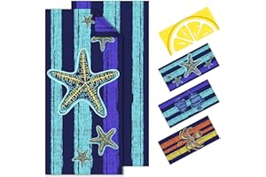 Vessia Oversized Beach Towel for Adults and Teenagers, Star Microfiber Sandproof Beach Towel, Lightweight Personalized Extra Large Quick Dry Travel Beach Towel in Storage Bag(35x75inch)