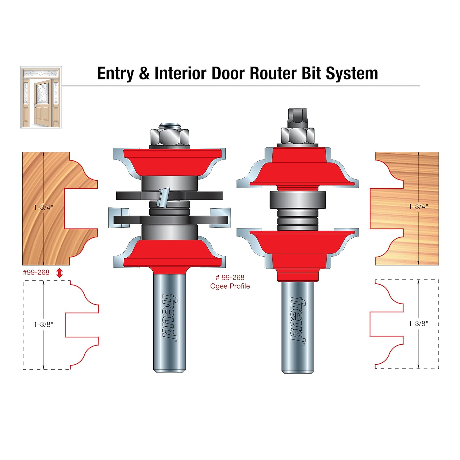 Door Bits & Freud® 99762 Shaker Stile And Rail Router Bit 111/ Sc 1