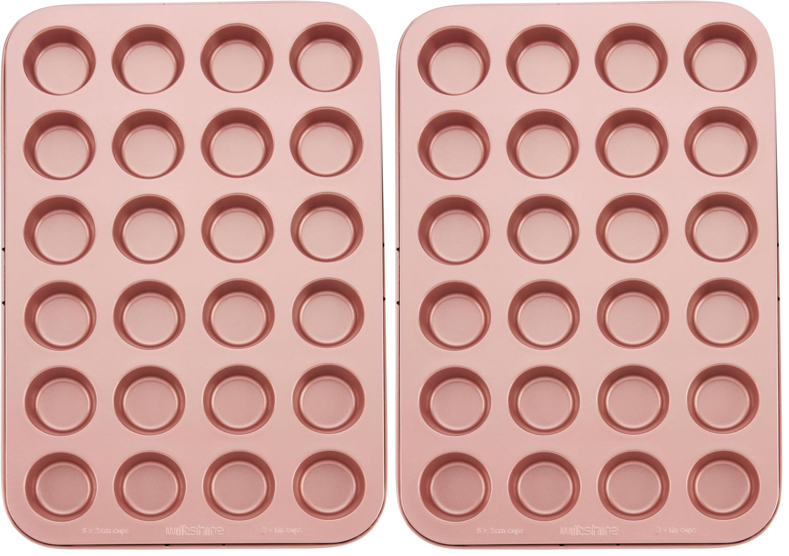 Wiltshire Rose Gold 24 Cup Mini Muffin Pan, Superior Non-Stick Coating, Dishwasher Safe, Oven Safe to 220C, Dimensions: 39x26x2cm (Pack of 2)