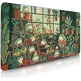 Frog Gaming Mouse Pad, Lush Green Nature Theme Mouse Pad, Indoor Frog Mousepad, Whimsical Frog Mousepad, Game Desk Accessories for Boy, Large Desk Mat for Keyboard Mouse 11.8”x 31.4” XL