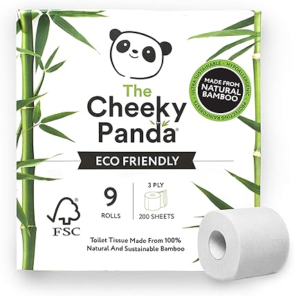 Amazon Com The Cheeky Panda Bamboo Toilet Tissue Paper Pack Of 9 Rolls 3 Ply 200 Sheets Hypoallergenic Plastic Free Eco Friendly Super Soft Strong Sustainable Health Personal Care