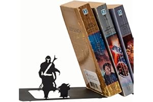 Renovatio Black Metal Bookend – Cute, Unique, Geeky Decor for Home, Office & Kids Room – Heavy Duty, Non-Slip Minimalist Bookends for Shelves – Mercenary & Baby