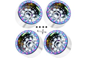 RCHuiWow 2.2" Beadlock RC Wheels for 1/10 RC Crawler Axia1 SCX10 Capra,AMG 6x6,TRX4,Redcat Gen8 Everest Gen7 Pro,Alloy Aluminium rc Wheels 2.2 Beadlock Wheels 2.2 Beadlock Rims,4pcs,Rainbow &Titanium
