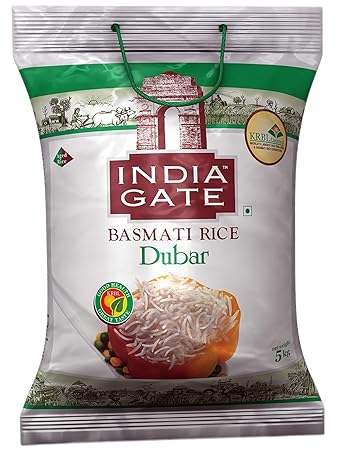 INDIA GATE Dubar Aged Basmati Rice | Long Grain Everyday Rice, 5 Kg Pack