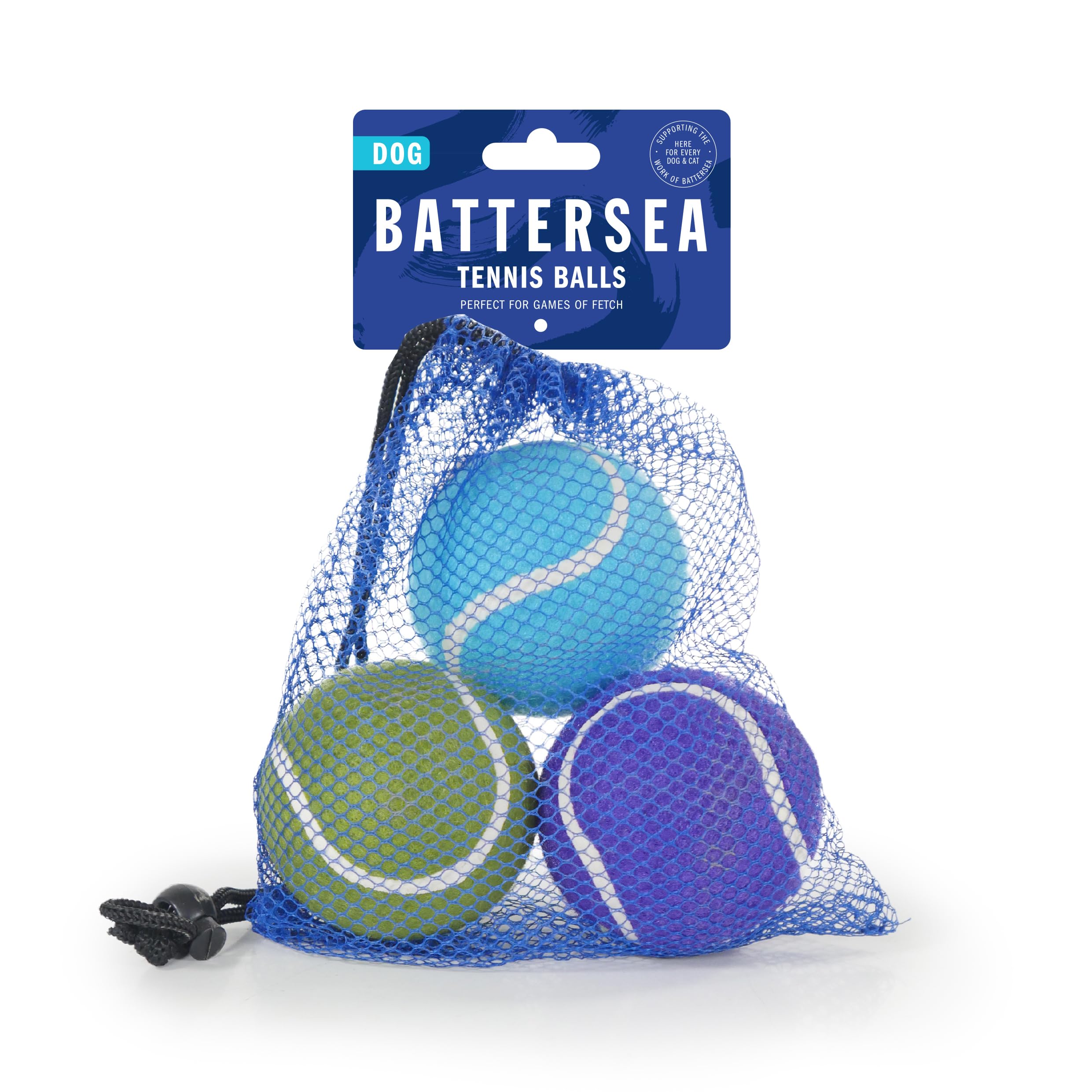 Rosewood Battersea Tennis Balls Dog Toys, 3PCS, Blue & Green, 6.5cm x 6.5cm - Durable, Engaging and Fun Balls for Fetch & Play with All Dog Breeds
