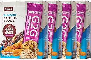 G2G Protein Bar, Almond Oatmeal Cookie, Real Food Ingredients, Refrigerated for Freshness, Healthy Snack, Delicious Meal Replacement, Gluten-Free, 32 Count (4 Packs of 8)