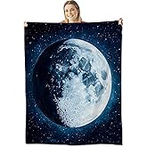 Moon Blanket for Kids Adults, Soft Lightweight Moon Throw Blanket for Sofa Bed Traveling Camping Moon Gifts Idea Moon Decor 50x60 inches