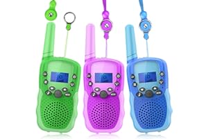 Wishouse Walkie Talkies for Kids, Toys for 3-8 Year Old Boys Girls, Childrens Radio Long Range with Detachable Lanyard Flashlight, Outdoor Camping Games Halloween Cosplay Xmas Birthday Gift 3 Pack