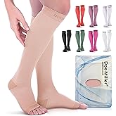Doc Miller Open Toe Compression Socks, 20-30 mmHg, Toeless Compression Sleeves for Legs, Knee High Stockings for Shin Splints, Varicose Veins, Travel, Calf Support & Muscle Recovery, Men & Women, Pair