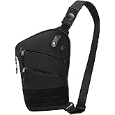 Smasrob Sling Bag for Men and Women, Crossbody Bag with Patches Area and Multiple Pockets (Bag Only), Black